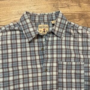 Red Head Brand‎ Co Mens Seersucker Plaid Short Sleeve Button Up Shirt Sz Medium